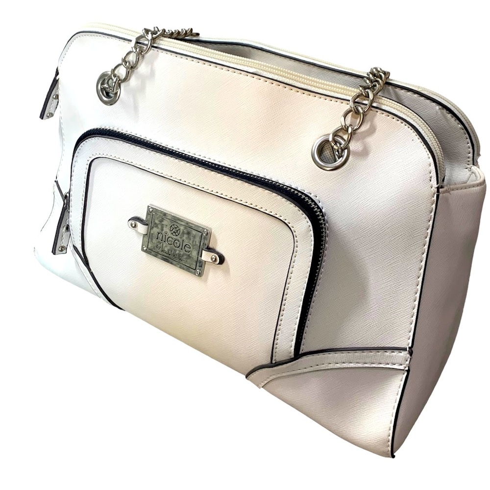 Nicole Miller White Tess Chain Detail Purse